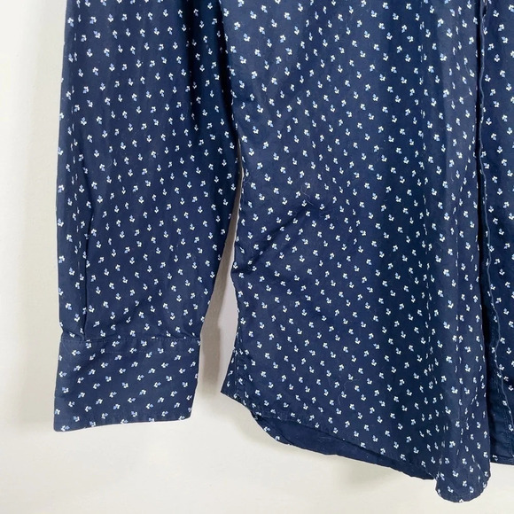 BEN  SHERMAN | NAVY PRINT BUTTON DOWN DRESS SHIRT - Picture 6 of 13